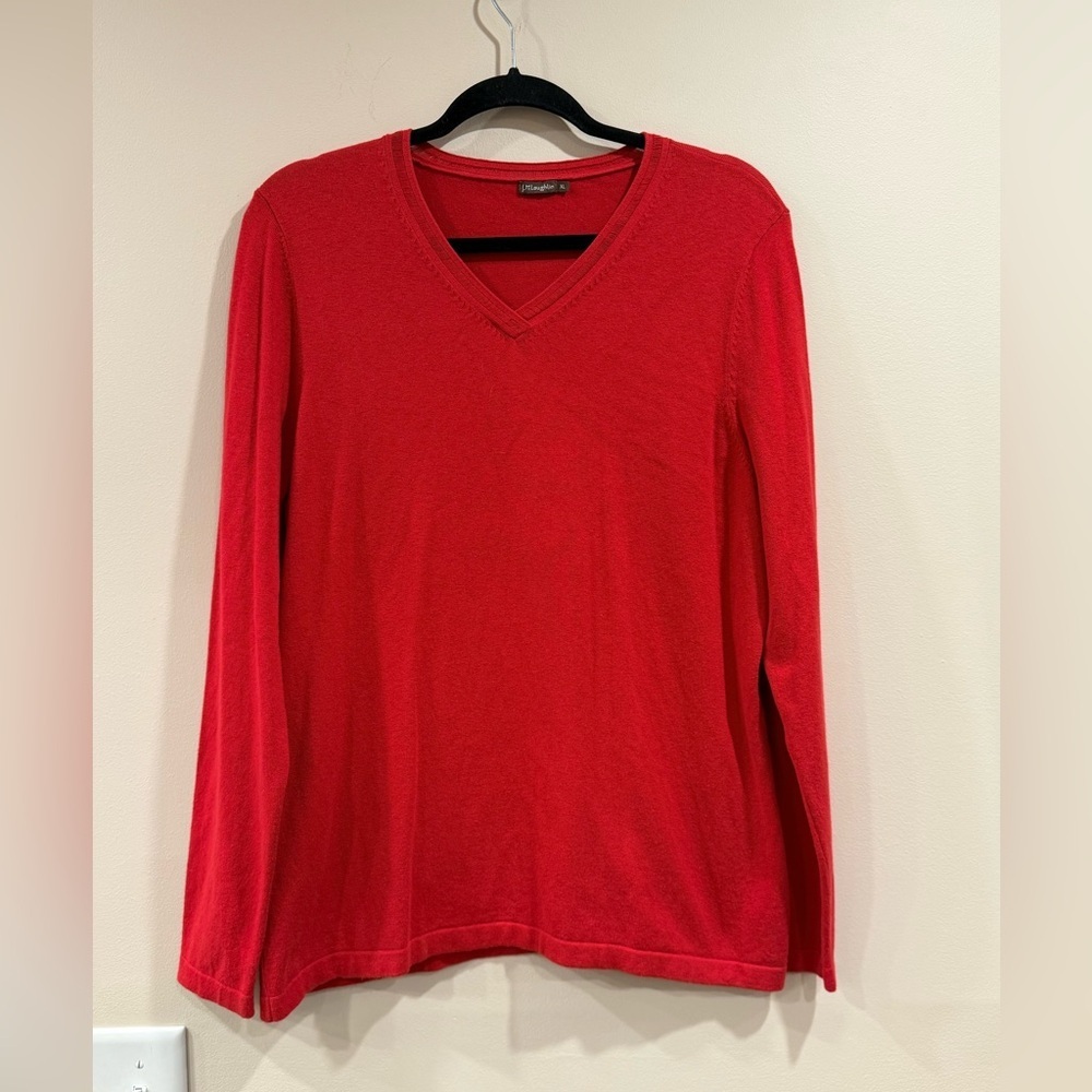 🔥J. McLaughlin Red V-Neck Long Sleeve Top Women’s Sz XL EUC🔥